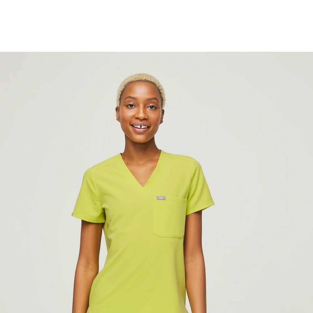 Figs Green Fitted Short Sleeve Tee